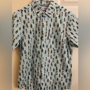 NWT 100% Cotton Men's Penguin Slim-Fit Stretch Hula Girl-Print Shirt Size Small